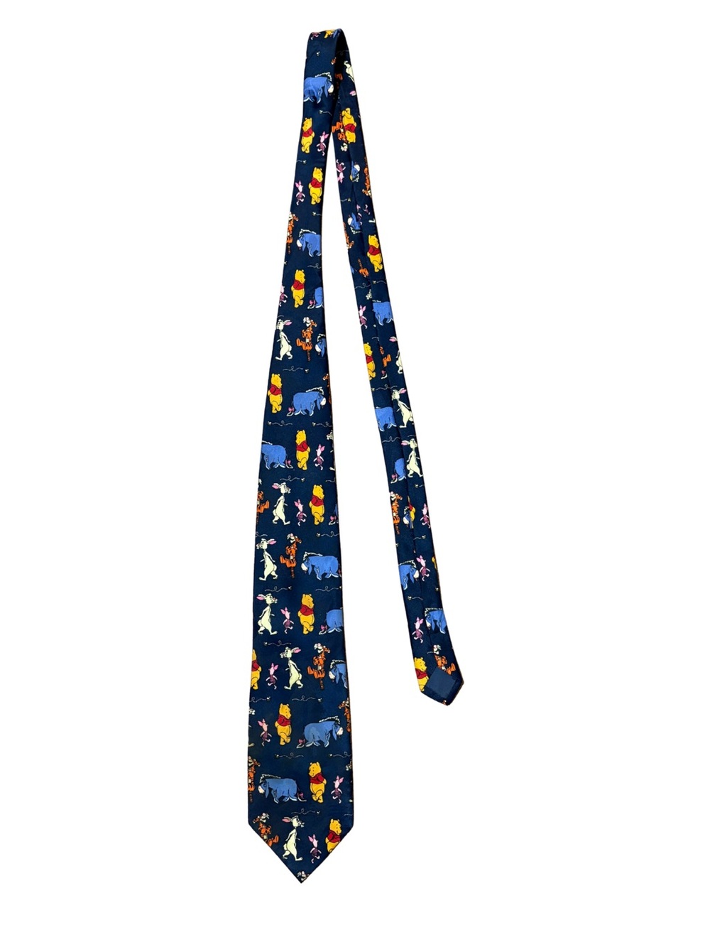 Disney Winnie The Pooh Character Neck Tie Navy Blue Tigger Eeyore Piglet Mens